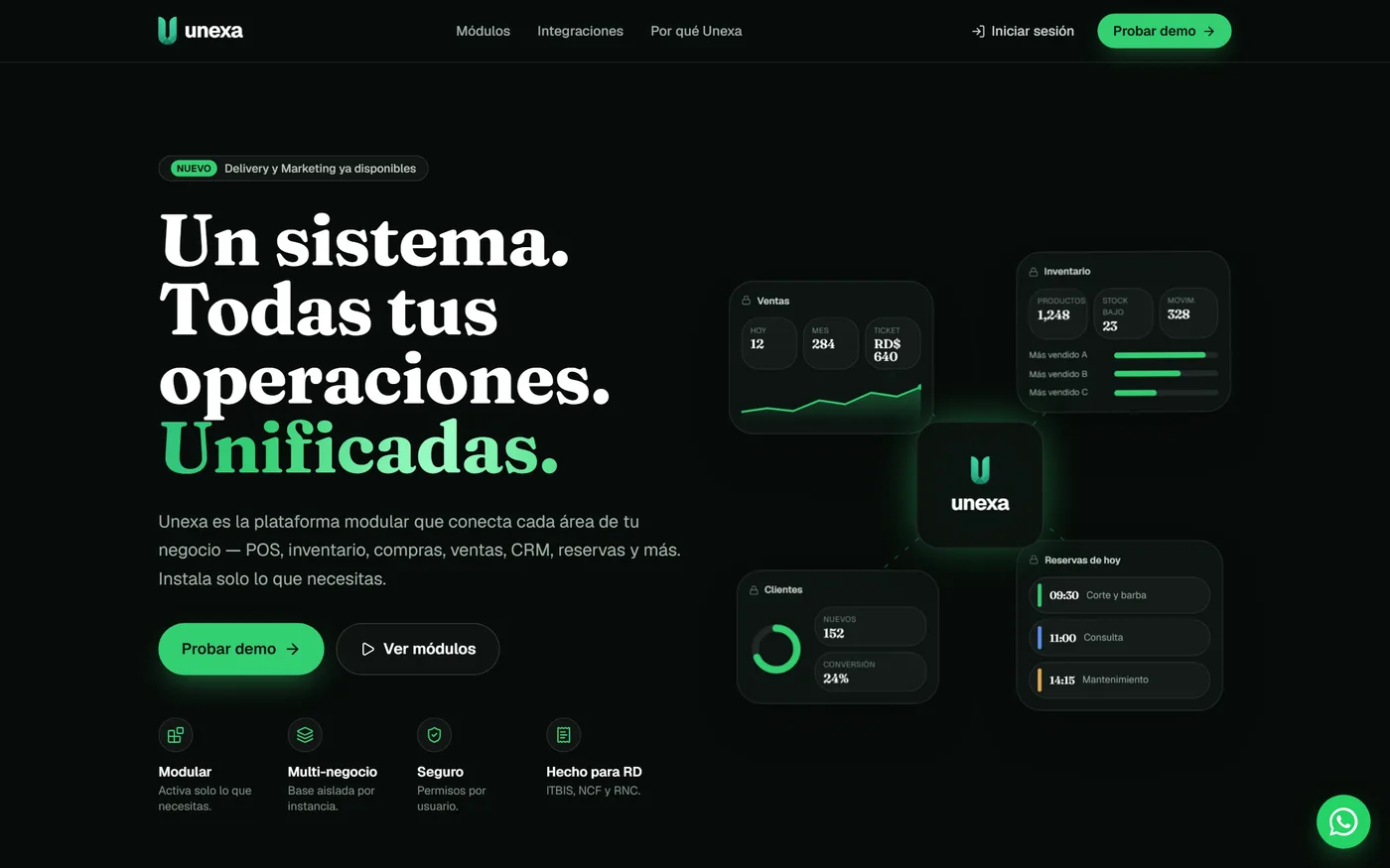Unexa, funcionando